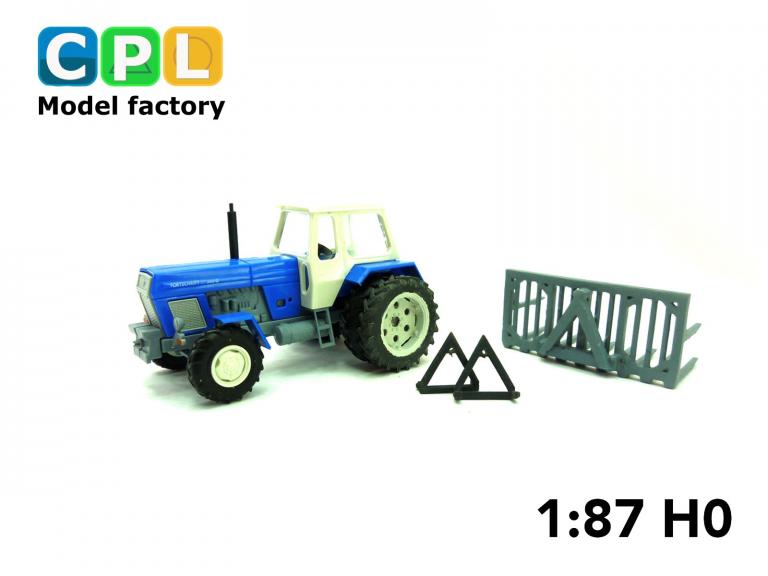 Set Traktor Fortschritt ZT303 mit Doppelbereifung und Silogabel T301 blau / grau